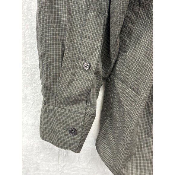 Perry Ellis Mens Gray Checked Button Up Dress Shirt Size 17-34 Long Sleeve - Picture 4 of 9